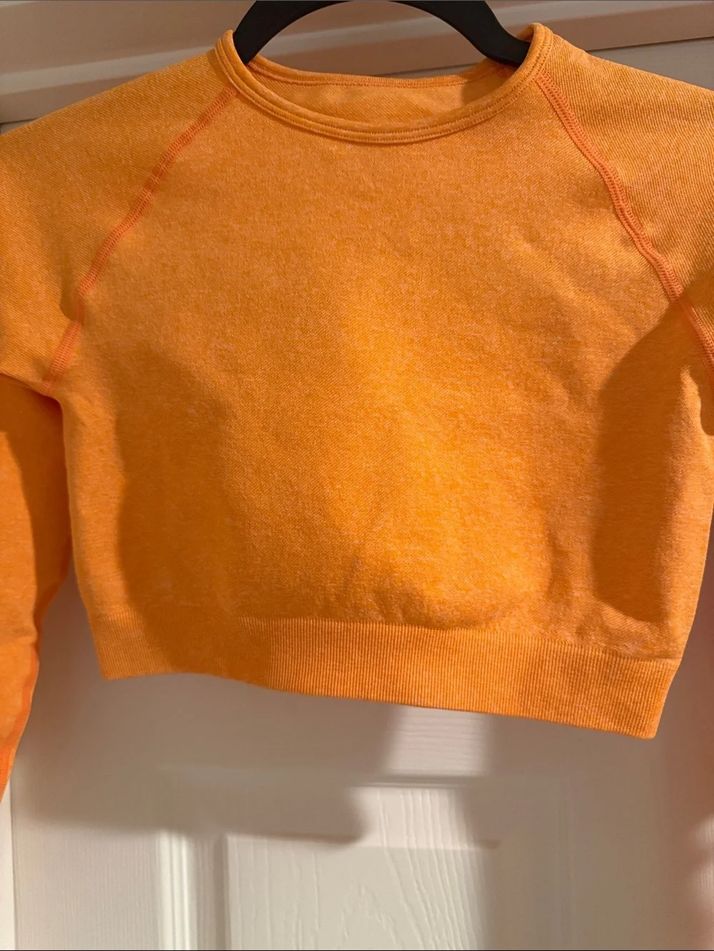 Orange Active Seamless Leggings and Long Sleeve Top Set